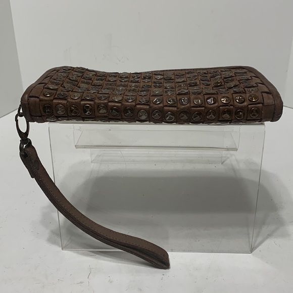 Boho studded leather wallet or clutch - Picture 4 of 15